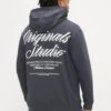 Jack & Jones JORNORREBRO TYPO BACK HOOD - Felpa - Asphalt