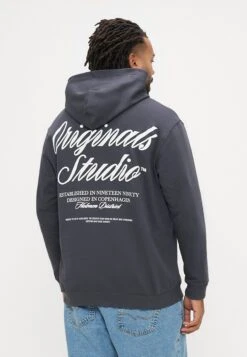 Jack & Jones JORNORREBRO TYPO BACK HOOD - Felpa - Asphalt
