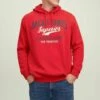 Jack & Jones Jjelogo Hood Plus SizeFelpa Con CappuccioTrue Red Uomo Maglieria E Felpe JA222S2QE-G11