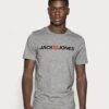 Jack & Jones Jjecorp Logo Crew Neck T-Shirt Con StampaLight Grey Melange Uomo T-shirt E Polo JA222O1TS-C11 -Jack & Jones 514ede3ede6b4d8fa1108a846d0f63d1