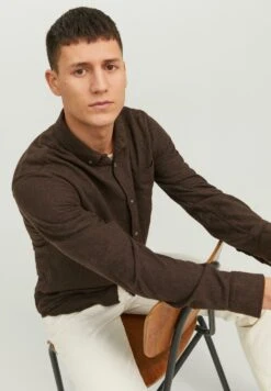 Jack & Jones Jjeclassic Melange Ls SnCamiciaSeal Brown Uomo Camicie JA222D2L2-O11 -Jack & Jones 70a349e9601643ac9dcc846b4eaa8e05
