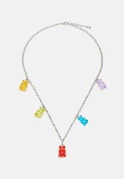 Jack & Jones Jacgummi Bear Necklace UnisexCollanaSilver Birch Uomo Gioielli JA254L022-D11