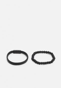 Jack & Jones Jacbraid And Beads Bracelet 2 PackBraccialeBlack Uomo Gioielli JA252L00K-Q11