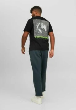 Jack & Jones Plus Size Crew Neck - T-Shirt Con Stampa - Black