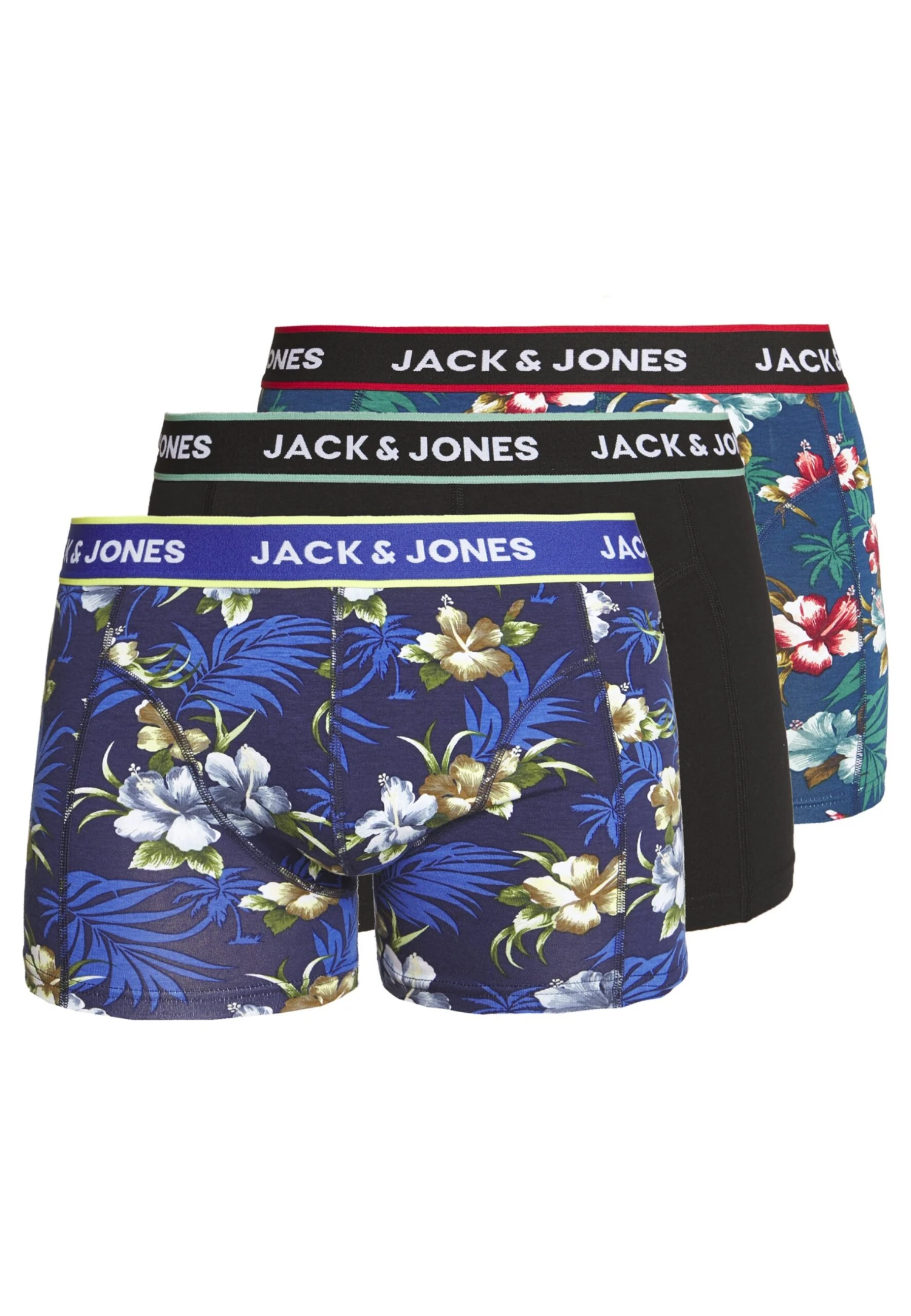 Jack & Jones Jacflower Trunks 3 PackCulotteBlack/Bardaboes Cherry/Maritime Blue Uomo Intimo JA282O06P-G11 3 Jack & Jones Jacflower Trunks 3 PackCulotteBlack/Bardaboes Cherry/Maritime Blue Uomo Intimo JA282O06P-G11