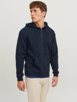 Jack & Jones JJEBRADLEY ZIP HOOD - Felpa Con Zip - Navy Blazer